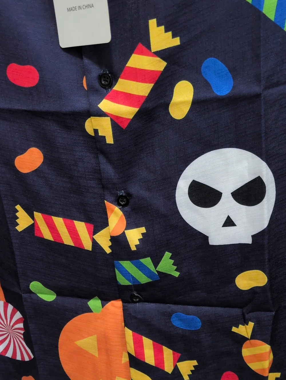Men's Candy And Skulls Halloween Button Down Shirt